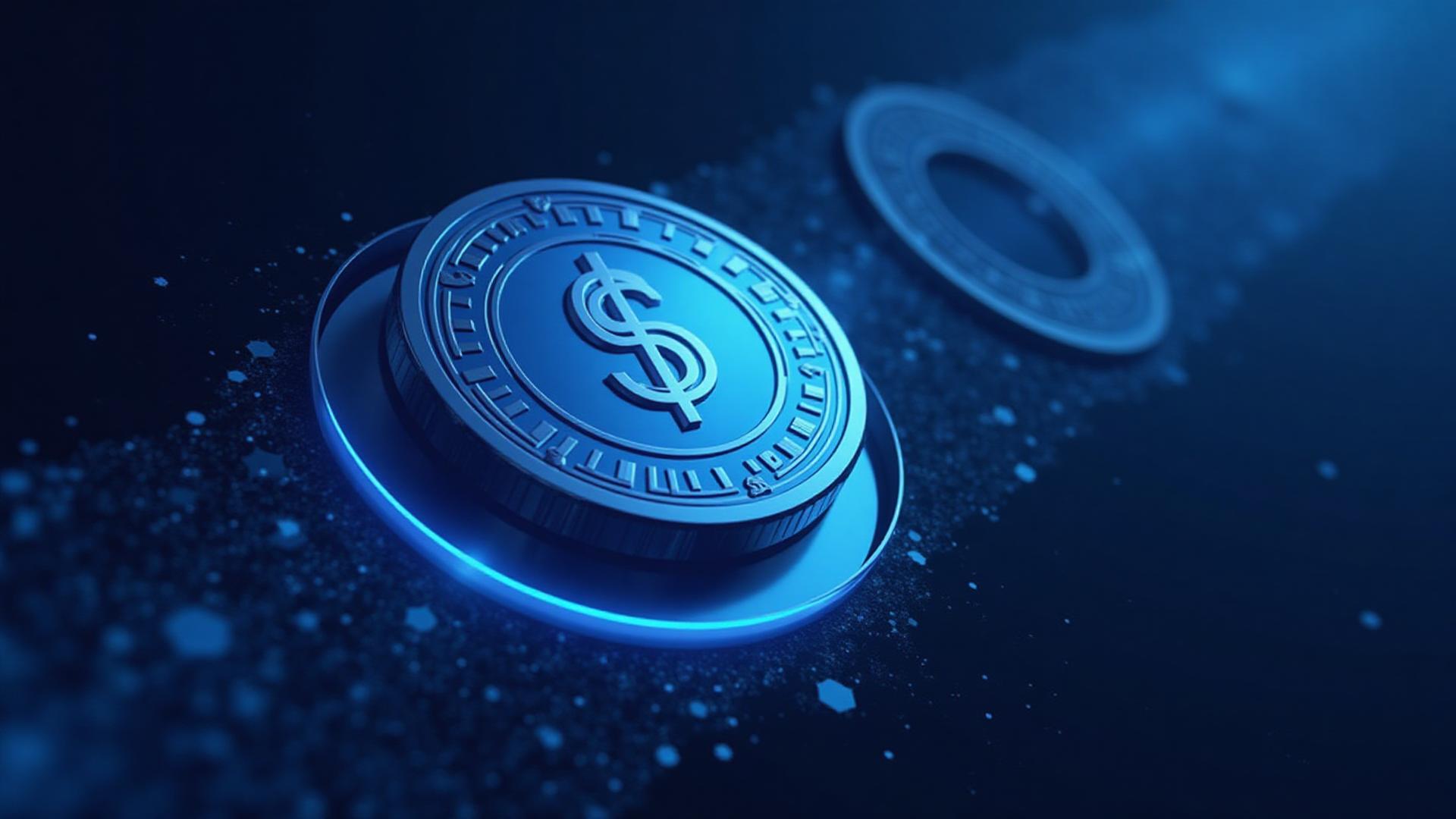 USDC USD Coin stablecoin with dollar symbol representing the regulated transparent stablecoin