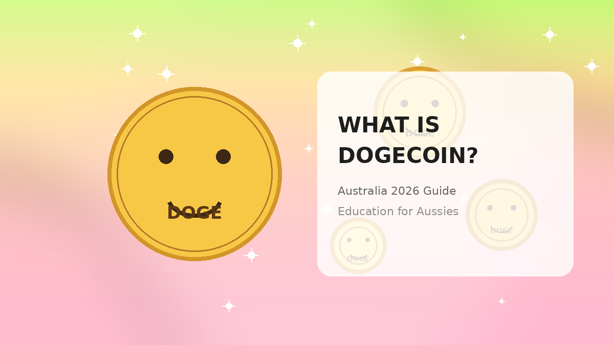 Illustrated Dogecoin coin with a Doge face on a soft pastel gradient